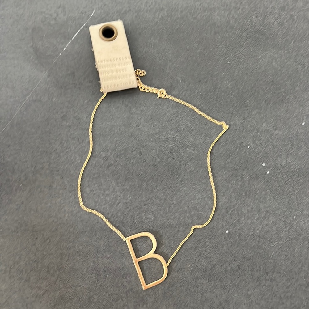Anthropologie “B” gold necklace